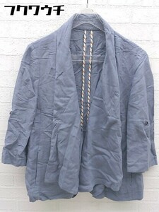 ◇ ◎ BEAMS LIGHTS ビームス ライツ リネン混 七分袖 ジャケット ブルー系 レディース