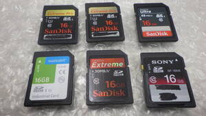 *SanDisk/SONY/など　ＳＤメモリーカード 　16GB　6枚セット 中古動作品　