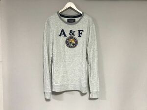 本物アバクロアンドフィッチAbercrombie&Fitchコットンワッペンスウェット長袖TシャツロンTメンズサーフアメカジミリタリーグレーM