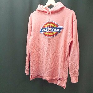 ◇ Dickies ディッキーズ ボアロゴ刺繍 フーディー サイドスリット カジュアル 長袖 パーカー サイズM ピンク レディース E