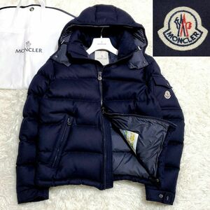 美品 L モンクレール モンジュネーブル ウール100 ダウン ジャケット 紺 ロゴ ウール100 ワッペン フード MONCLER MONTGENEVRE GIUBBOTTO 2