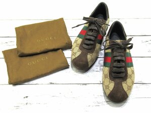 ☆【B送900円】692　GUCCI　グッチ　レディース　スニーカー　シェリーライン　スエード　GG柄　34 1/2