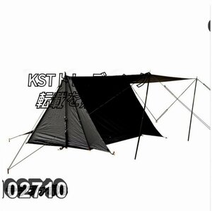 テント 1-2人用 広い前室 ツーリング コンパクト BCポリコットン素材 軽量 通気 簡単設営 キャンプ アウトドア 撥水 マット付き ブラック