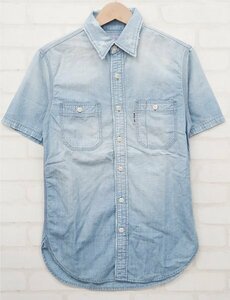 2T9799【クリックポスト対応商品】新品 BLUEBLUE 半袖シャンブレーユーズドワークシャツ ブルーブルー