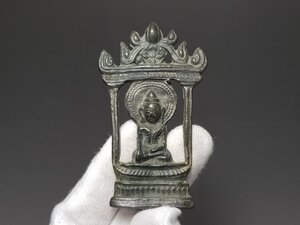 古鉛 東南アジア 護身仏像 時代物 高さ約7.5cm / 佛像 佛坐像 仏像 賞物 置物 唐物 人間国宝 李朝 高麗 古玩 古董