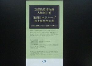 ＪR西日本　株主優待割引券　京都鉄道博物館入館割引券等　1冊　２０２4年７月１日から２０２５年６月３０日まで有効