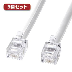 【5本セット】 サンワサプライ モジュラーケーブル ホワイト 20m TEL-N1-20N2X5 /l