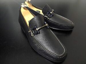 試し履き程度 フェラガモ 6.5EE Ferragamo ガンチーニ シボレザー ソフトドレスローファー 黒 9178