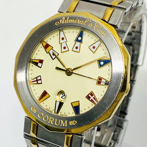 1円～ CORUM コルム アドミラルズカップ 99.810.21 V552 YG/SS コンビ クォーツ デイト メンズ腕時計 Admiral