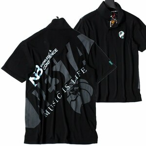 新品 ネスタ ゴルフ メンズ 半袖 ポロシャツ XL 黒 NESTA GOLF シャツ 吸水速乾 ビッグロゴ ゴルフウェア 立ち襟 おしゃれ ◆CL2417A