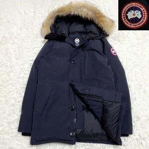 数回使用 L カナダグース ジャスパー パーカ ダウン ジャケット 紺 コヨーテ ファー CANADA GOOSE JASPER PARKA 3438JM ネイビー