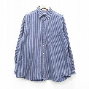 XL/古着 長袖 シャツ メンズ 大きいサイズ コットン 紺他 ネイビー ストライプ 24feb06 中古 トップス