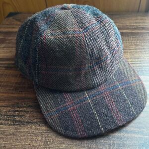 AUBERGE オーベルジュ 19/AW LOIRE CAP ツィード マルチカラーチェック レザーアジャスター 6パネル キャップ ブラウン