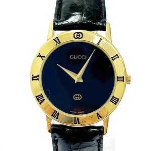 【1円スタート】GUCCI グッチ 3000J GP ブラック文字盤 クオーツ ボーイズ腕時計 340279