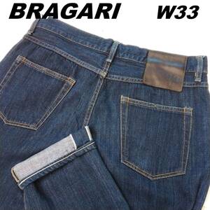 イタリア製　BRAGARI　ブラガーリ　デニムジーンズ　メンズW33　86.5㎝　セルビッジ　赤耳　ひざ丈　アンクル丈　L相当　220104-17