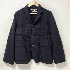 90s 縮絨 COMME des GARCONS SHIRT ウール パッチワーク チェック ジャケット 黒 Sサイズ コムデギャルソンシャツ VINTAGE archive 4090251