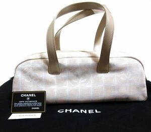 訳あり 未使用 CHANEL シャネル トラベルライン ハンドバッグ ミニボストン ベージュ A15828Y03030 保存用布 箱 カード購入時のまま