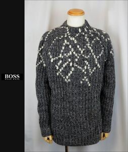 ■■＜中古品＞ヒューゴボス＜HUGO BOSS：Virgin Wool：Law Gauge＞long sleeve High Neck ニットセーター＜厚手：52＞■■