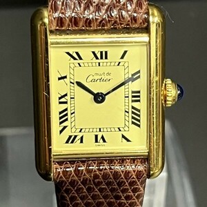 C036-CH6-3 Cartier カルティエ マストタンク ヴェルメイユ 腕時計 5057001 レディース クオーツ SV925 付属品あり 稼働品