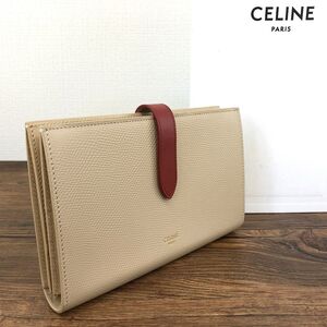 送料込み！ 極美品 CELINE ラージストラップウォレット ベージュ 箱付き 長財布 16