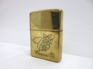 ジッポー ZIPPO Canada カナダ SOLID BRASS ソリッドブラス オイルライター ゴールドカラー 1997