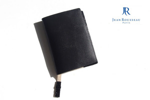 【年末限定セール】送料無料★新品｜未使用｜ジャンルソー｜JEAN ROUSSEAU｜グレインレザー×アリゲーターブックカバー｜ブラック