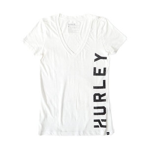 アウトレット品 Hurley ハーレー ビッグロゴ Vネック Tシャツ GTS0003160 XS 白 半袖Tシャツ レディース