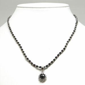 1ctup!!◆K18 天然ブラックダイヤモンドネックレス◆M 約6.5g 約40.5cm diamond jewelry necklace ジュエリー EB8/EC3