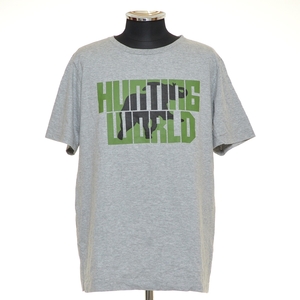 ●485659 HUNTING WORLD ハンティングワールド ●Tシャツ 半袖 ロゴプリント サイズXL メンズ グレー