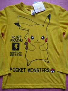 新品 130 ポケモン 長袖Tシャツ ピカチュウ 黄色 ビッグプリントTシャツ 男の子 任天堂 ゲーム アニメ ポケットモンスター 120〜 送料無料