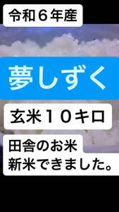 新米　令和6年　新米　夢しずく　佐賀のおいしいお米　連続特Ａ品種　　玄米10ｋｇ　　田舎のピカピカつやつや美味しいお米1