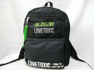 【O056】LOVETOXIC/ラブトキシック◇リュックサック　BK　フラットポーチ付　背当てメッシュクッション付　H38cm