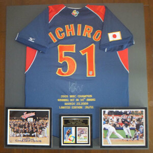 イチロー直筆サイン/決勝打刺繍入り 2009 WBC Away Replica Jersey