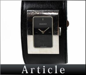 166511◆動作未確認 GUCCI グッチ バングルウォッチ 腕時計 クォーツ 7800L 2針 SS レザー 革 ブラック シルバー レディース/ D