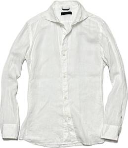 定価2.8万 junhashimoto FRENCH LINEN HORIZONTAL SHIRTS 4 ホワイト ジュンハシモト リネンホリゾンタルカラーシャツ akm wjk 1piu