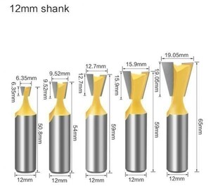 Mz318★お得な5本セット★ジョイントタイプの12ｍｍシャンク木工用ルータービット 5本★3/8＆3/4＆1/2＆1/4＆5/8★フライスカッター