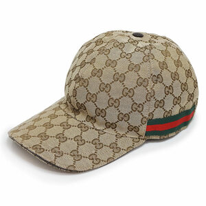 （新品・未使用品）グッチ GUCCI ベースボール キャップ 帽子 59cm オリジナル GGキャンバス ベージュ ブラウン グリーン レッド 200035