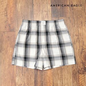 AMERICAN EAGLE/Sサイズ/トランクス 0220-0028 チェック柄 ストレッチ快適 前開き かわいい お洒落 新品/白×黒/ih176/