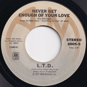 L.T.D. Never Get Enough Of Your Love / Make Someone Smile, Today! A&M US 2005-S 205860 SOUL ソウル レコード 7インチ 45