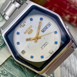 【個性的】★送料無料★ セイコー5 SEIKO5 メンズ腕時計 ホワイト 自動巻き ヴィンテージ アンティーク