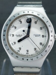 美品 SWATCH スウォッチ IRONY アイロニー SILVERDROPS YGS7005M アナログ クォーツ 腕時計 ホワイト文字盤 ステンレス 新品電池交換済み