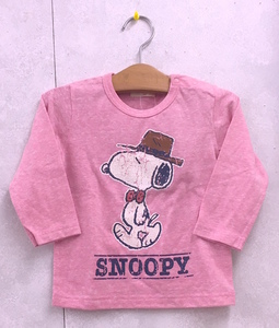 即決★新品タグ付 ピーナッツ PEANUTS スヌーピー★ベビー 女児★ダメージプリント 長袖Tシャツ★95cm 2-3才目安 ￥1650