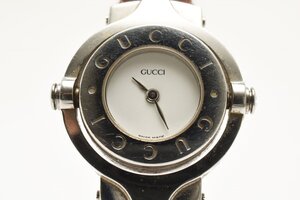 グッチ Gロゴ ターンフェイス レザーバンド ラウンド シルバー レディース 腕時計 GUCCI