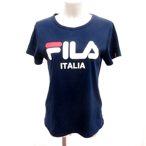 フィラ FILA カットソー Uネック 半袖 L 紺 ネイビー /RT レディース