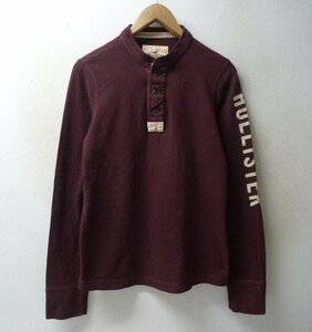 ◆HOLLISTER ホリスター ヘンリーネック カットソー ロンT Tシャツ エンジ サイズS