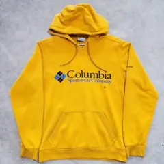 Columbia コロンビア 刺繍デザインスウェットパーカーフーディー 古着黄色