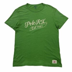 Polo Ralph Lauren/ラルフローレン 半袖 Tシャツ メンズM グリーン系 チェーンステッチロゴ 