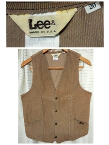 USA製 70sヴィンテージ リー VEST コーデュロイベスト 20 70年代 34 ビンテージ vintage アメリカ製 Lee ヴェスト ジレ 36