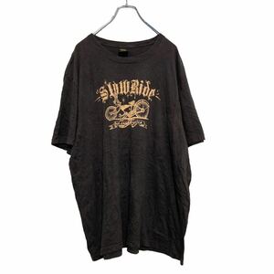 LUCKY BRAND 半袖 プリントTシャツ XXLサイズ ビッグサイズ バイク ダークブラウン 古着卸 アメリカ仕入 a506-7032