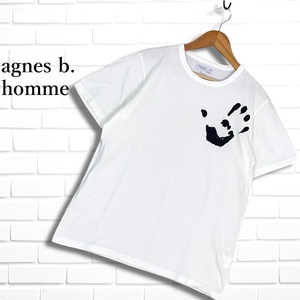 ◆良品◆ agnes b. homme アニエスベー オム プリント 半袖 Tシャツ カットソー 白 ホワイト メンズ 1 S ◆日本製 送料無料◆ 2844L